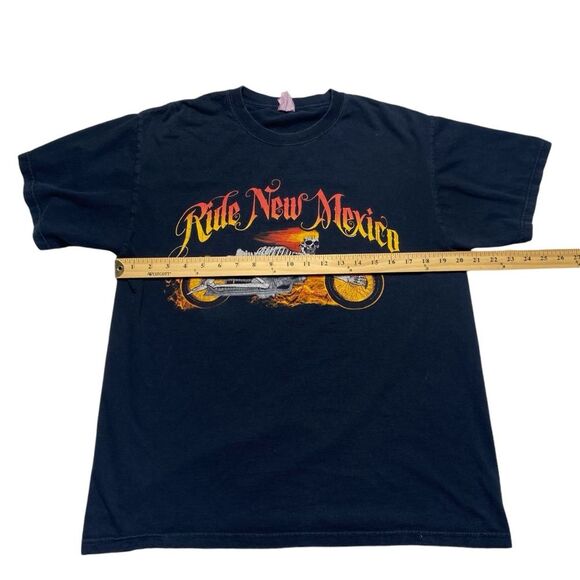 Ride New Mexico Skeleton Biker Tee Halloween Motorcycle Black Sz L Flaws - Picture 4 of 10
